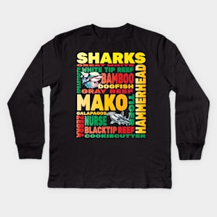 Sharks Aquarium Hobbyist Ocean Marine Biology Biologist Sea Kids Long Sleeve T-Shirt